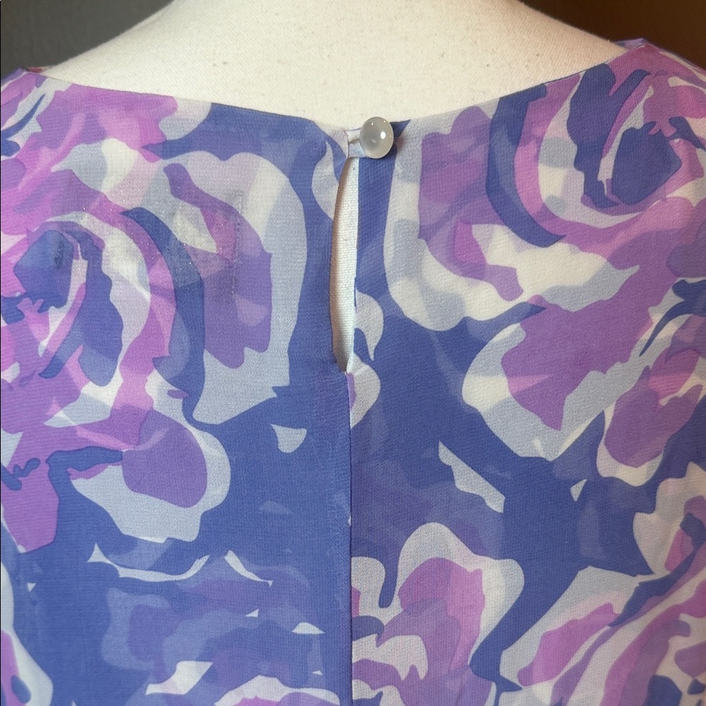 Bob Mackie Chiffon Floral Blouse Pastel Watercolor Boho XS Top - Picture 6 of 9